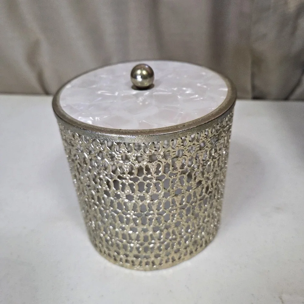 Vtg Hollywood Regency Toilet Paper Roll Cover Gold Filagree